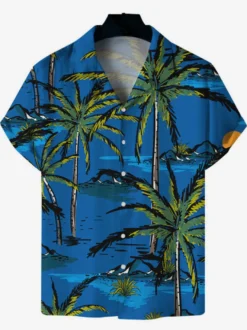 Chemise Décontractée Homme Imprimées Jaunes Vacances