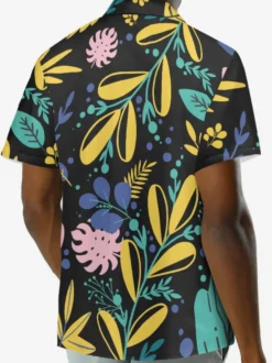Chemise Décontractée Hommes Manches Courtes Imprimées Plantes Vacances Hawaï