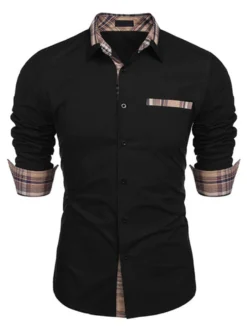 Chemise décontractée pour homme Col rabattu Casual Bloc de couleur amovible Bleu bébé Chemises pour hommes