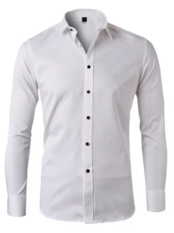 Chemise décontractée pour homme Col rabattu Chemises décontractées blanches amovibles pour hommes