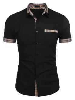 Chemise décontractée pour homme Col rabattu Casual Bloc de couleur amovible Hunter Green Chemises pour hommes