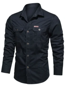 Chemise décontractée pour hommes Col rabattu Chic Gris Chemises pour hommes
