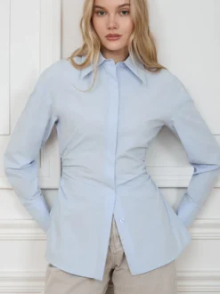 Chemise froncée à manches longues avec détail de taille unique pour femme 2026