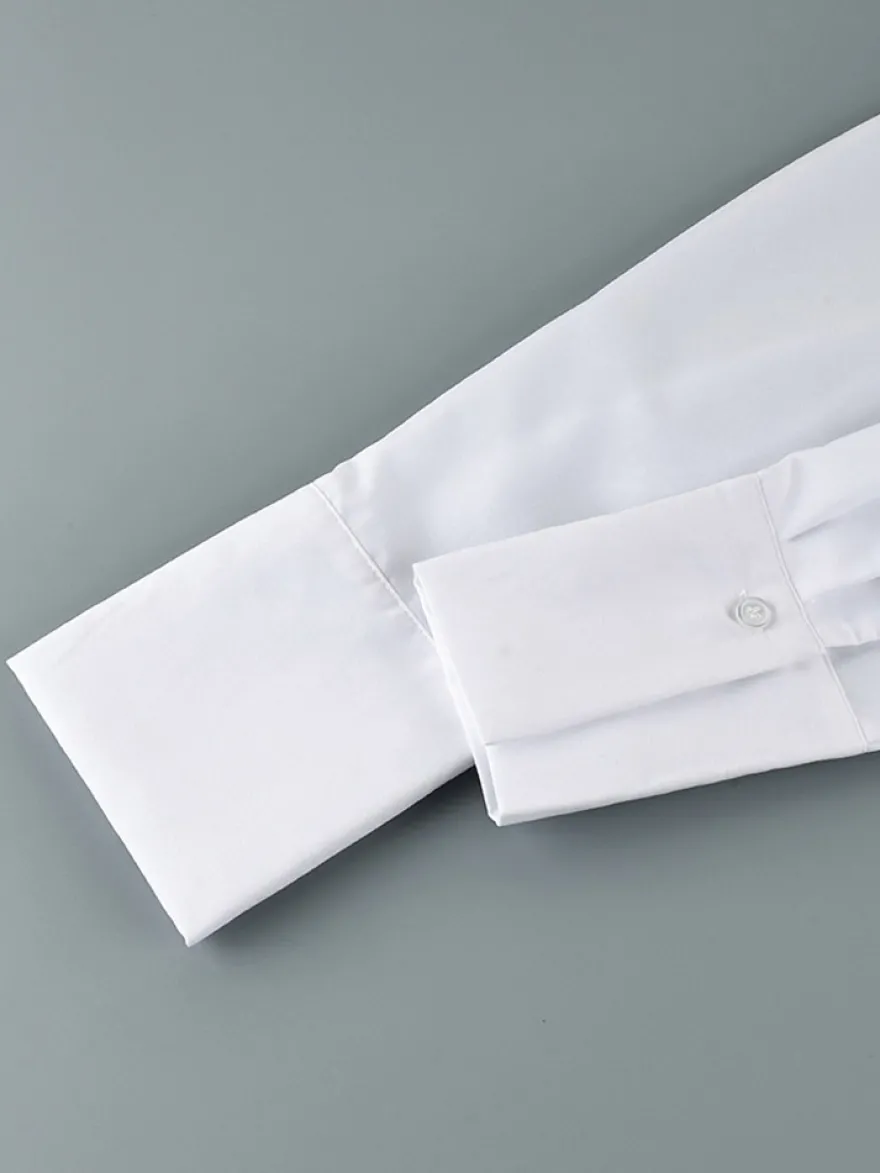 Chemise habillée à manches longues col pointu oversize et poignets larges
