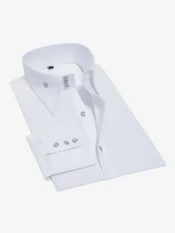 Chemise à manches longues pour homme coupe slim élastique bouton cristal style business décontracté