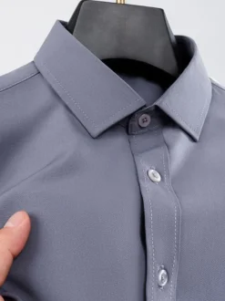 Chemises à manches courtes pour hommes chemises décontractées en soie glacée infroissables