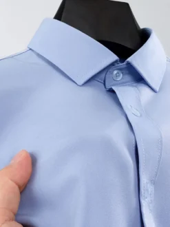 Chemises à manches courtes pour hommes chemises décontractées en soie glacée infroissables