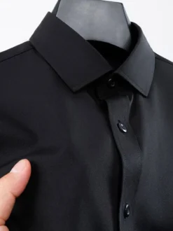 Chemises à manches courtes pour hommes chemises décontractées en soie glacée infroissables