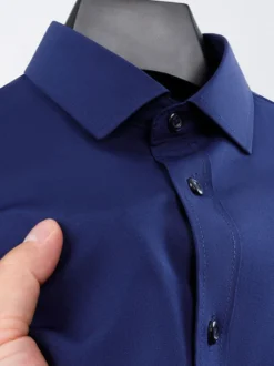 Chemises à manches courtes pour hommes chemises décontractées en soie glacée infroissables