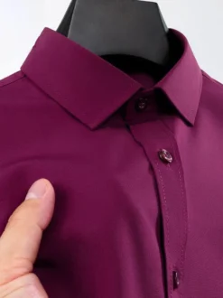 Chemises à manches courtes pour hommes chemises décontractées en soie glacée infroissables