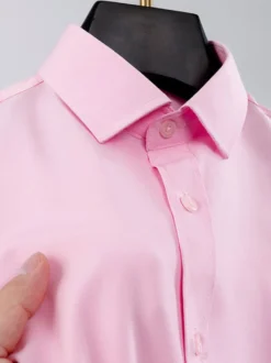 Chemises à manches courtes pour hommes chemises décontractées en soie glacée infroissables