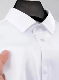 Chemises à manches courtes pour hommes chemises décontractées en soie glacée infroissables
