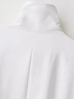 Chemisier blanc à boutons pour femme col montant manches longues style décontracté
