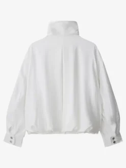 Chemisier blanc à boutons pour femme col montant manches longues style décontracté