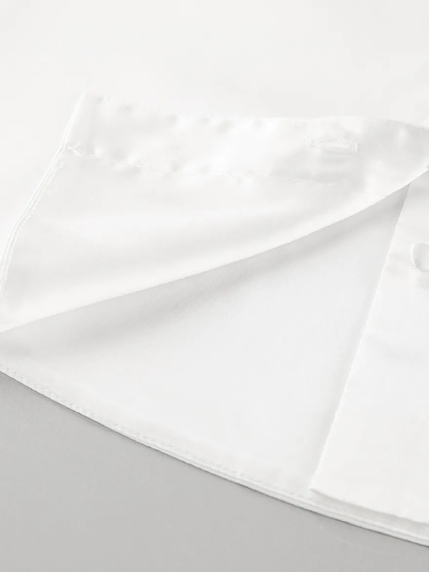 Chemisier blanc à décolleté plongeant pour femme - Top sexy transparent à manches longues - Style français pour soirées printanières streetwear 2026