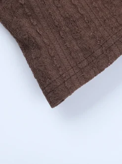 Chemisier cache-cœur en dentelle à col V pour femme - Haut court marron vintage à manches longues et coupe ajustée - Tenue décontractée printanière 2026