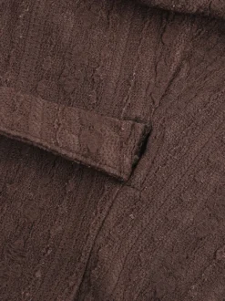 Chemisier cache-cœur en dentelle à col V pour femme - Haut court marron vintage à manches longues et coupe ajustée - Tenue décontractée printanière 2026