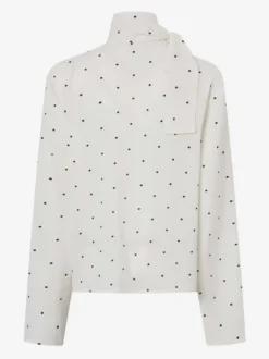 Chemisier à pois à col noué et manches longues élégant chemisier drapé à col montant et chemise ample