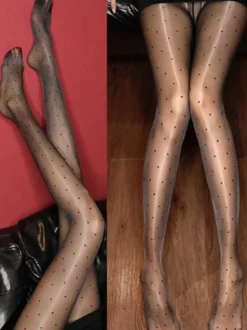 Collants et bas pour femmes collants transparents à pois blancs Aurora collants à orteils transparents