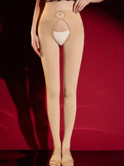 Collants et collants sexy rouge braise en velours sans couture 120D opaque à gousset profond leggings thermiques