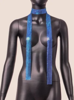 Collier ras du cou en strass foulard long en cristal scintillant accessoire de cou pailleté pour une soirée