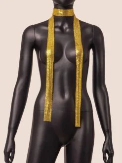 Collier ras du cou en strass foulard long en cristal scintillant accessoire de cou pailleté pour une soirée
