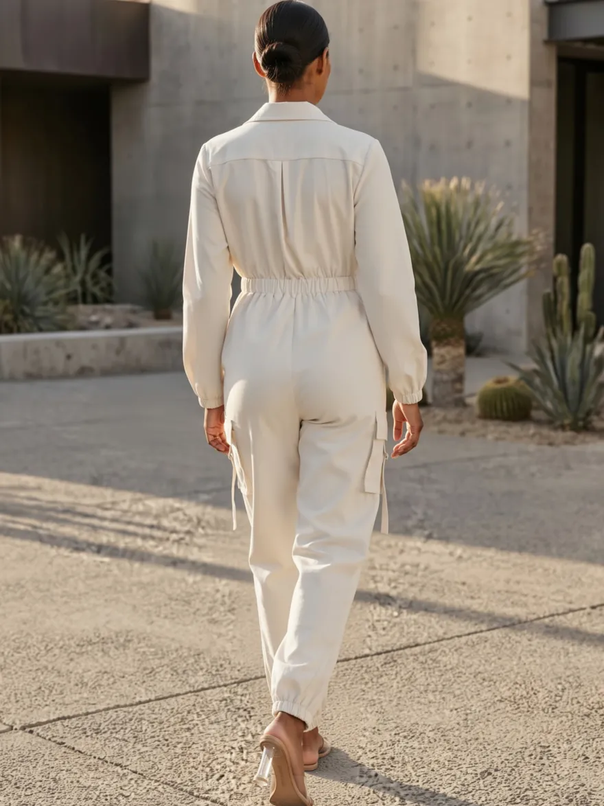 Combinaison cargo avec taille élastique et poches pour femme 2026