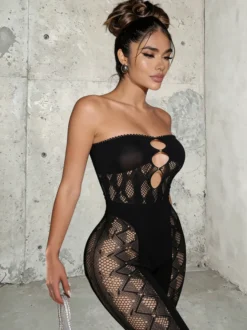 Combinaison de soirée sexy sans manches et sans bretelles style clubwear