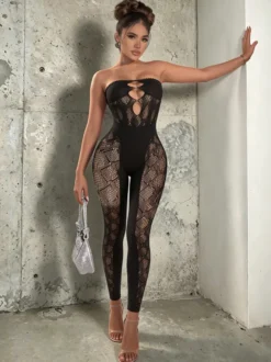 Combinaison de soirée sexy sans manches et sans bretelles style clubwear