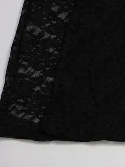 Combinaison en dentelle ajourée pour femme - Combinaison noire gothique à dos ouvert imprimé floral transparent et évasée - Tenue de soirée printanière 2026