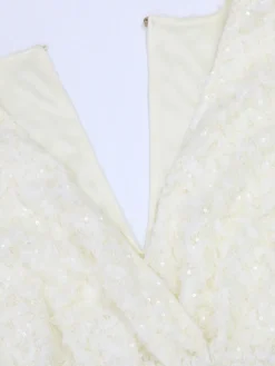 Combinaisons de soirée à paillettes texturées col en V ceinture à nouer manches évasées collection 2026