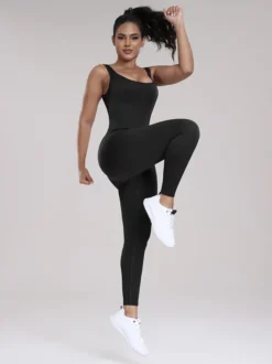 Combinaisons De Sport Col En U Sans Manches Lycra Spandex Dos Nu Vêtements De Sport Femmes