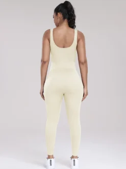 Combinaisons De Sport Col En U Sans Manches Lycra Spandex Dos Nu Vêtements De Sport Femmes