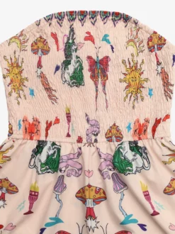 Combinaison short sans bretelles à imprimé bohème et floral idéale pour l'été à la plage.