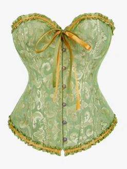 Corset bustier vintage en jacquard à col cœur et lacets gainant