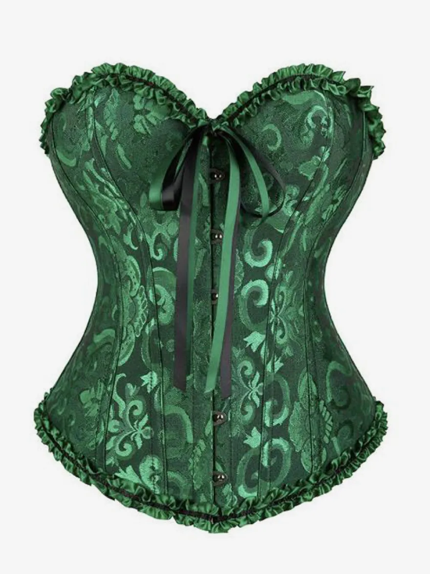 Corsets lingerie sculptante imprimé floral doré sans manches boutonnage sur le devant laçage