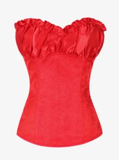 Corsets pour femmes en polyester noir à lacets et volants en cascade Lingerie décontractée quotidienne