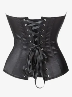 Corsets Rouge Élégant Bustier Satin Mat Street Wear Brodé Lacets Lingerie