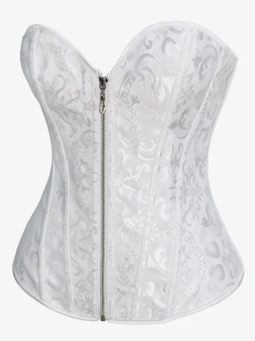 Corset vintage en polyester avec fermeture éclair pour femme