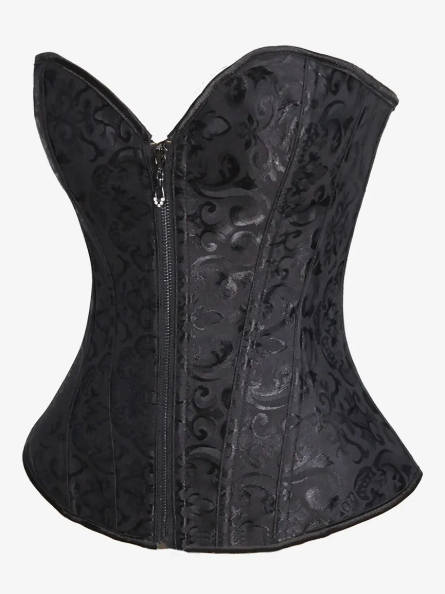 Corset vintage en polyester avec fermeture éclair pour femme