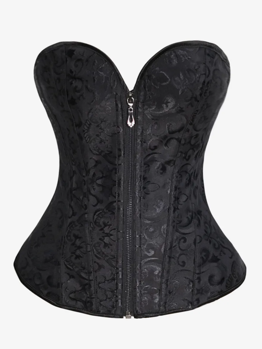 Corset vintage en polyester avec fermeture éclair pour femme