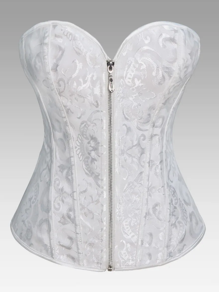 Corset vintage en polyester avec fermeture éclair pour femme