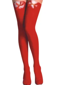 Costume de Noël Fascinant sexy rouge en nylon Noël Chaussettes hautes de Noël bas de Noël Déguisements Halloween Cadeau Noël