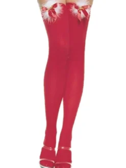 Costume de Noël Fascinant sexy rouge en nylon Noël Chaussettes hautes de Noël bas de Noël Déguisements Halloween Cadeau Noël