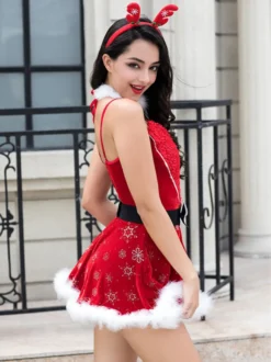 Costume de Père Noël 4 pièces Robe de Noël séduisante pour femme