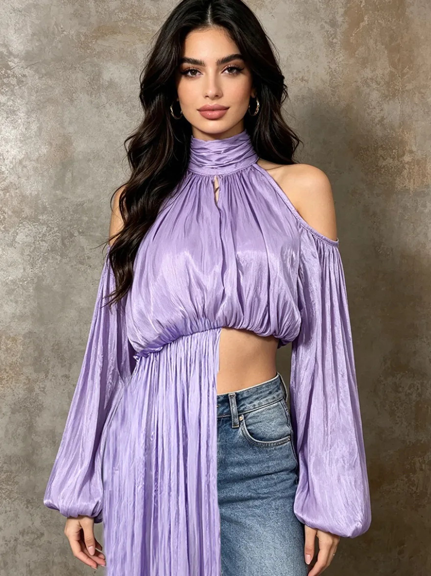 Débardeur abricot à bretelles plissé en coton style décontracté pour femme