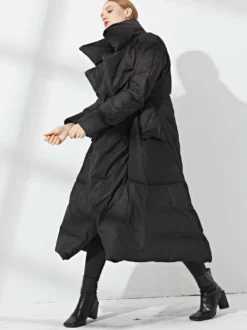Doudoune Femme Chic En Duvet De Canard Grande Taille Poche À Glissière Éclaire