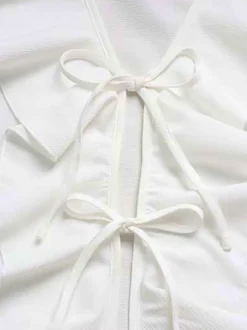 Ensemble bohème à volants 2 pièces pour femme - Haut court à manches longues et nœud sur le devant et short - Tenue de vacances d'été à la plage 2026
