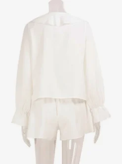 Ensemble bohème à volants 2 pièces pour femme - Haut court à manches longues et nœud sur le devant et short - Tenue de vacances d'été à la plage 2026