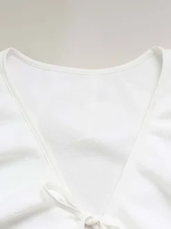 Ensemble bohème à volants 2 pièces pour femme - Haut court à manches longues et nœud sur le devant et short - Tenue de vacances d'été à la plage 2026